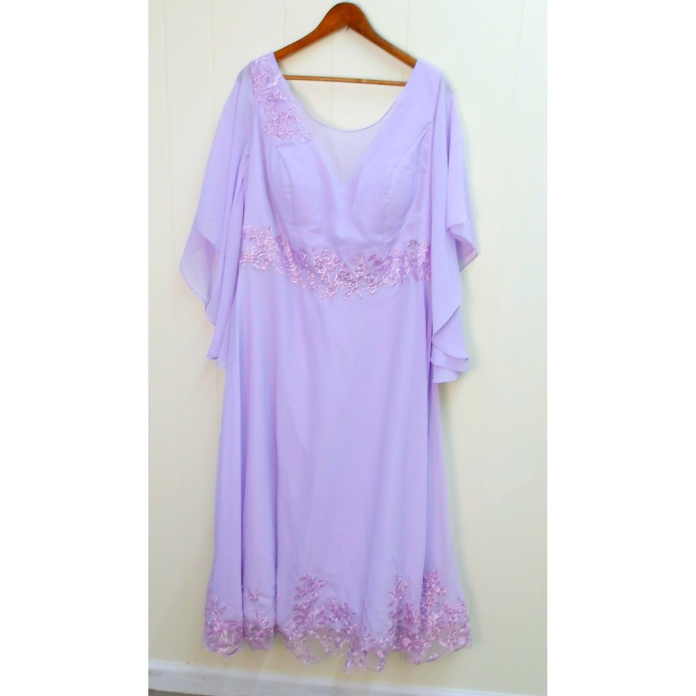 Lilac Lace Trim‎ Chiffon Mother of Bride /Groom Dress Size 18W / #8201